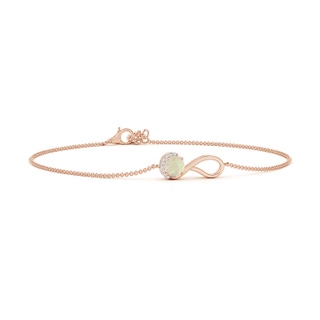 5mm AAA Opal Libra Ribbon Bracelet with Diamond Accents in Rose Gold