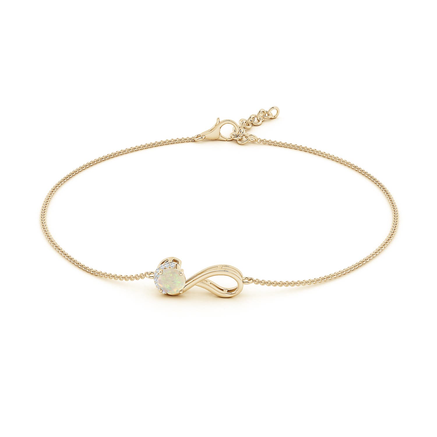 ANGARA 0.37 Ct Opal Libra Ribbon Bracelet with Diamond Accents in 14K Solid Gold