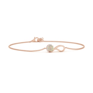 5mm AAAA Opal Libra Ribbon Bracelet with Diamond Accents in 10K Rose Gold