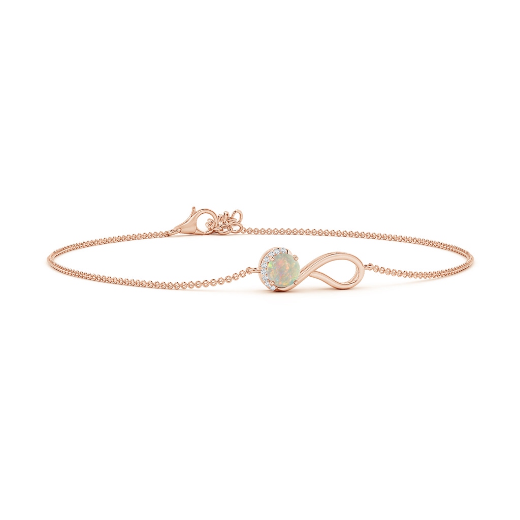 5mm AAAA Opal Libra Ribbon Bracelet with Diamond Accents in Rose Gold