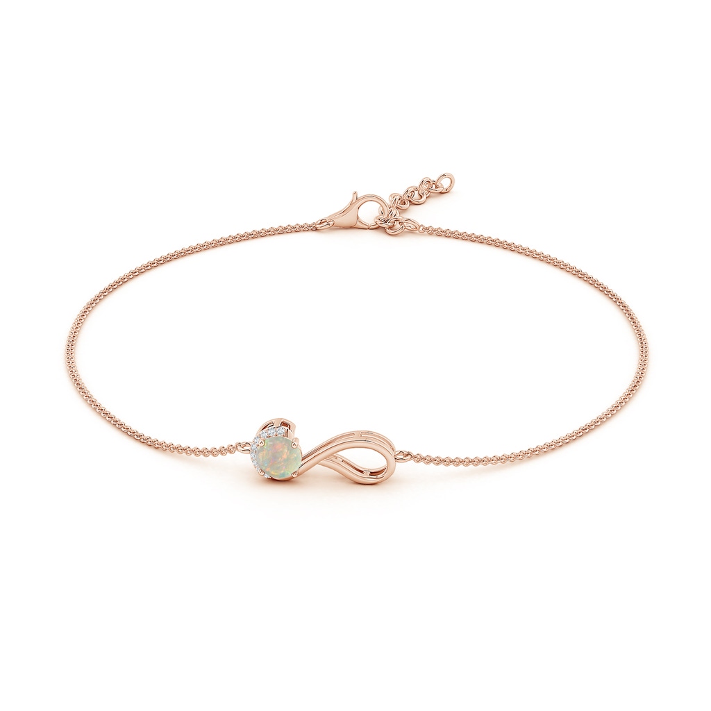 5mm AAAA Opal Libra Ribbon Bracelet with Diamond Accents in Rose Gold Side-1