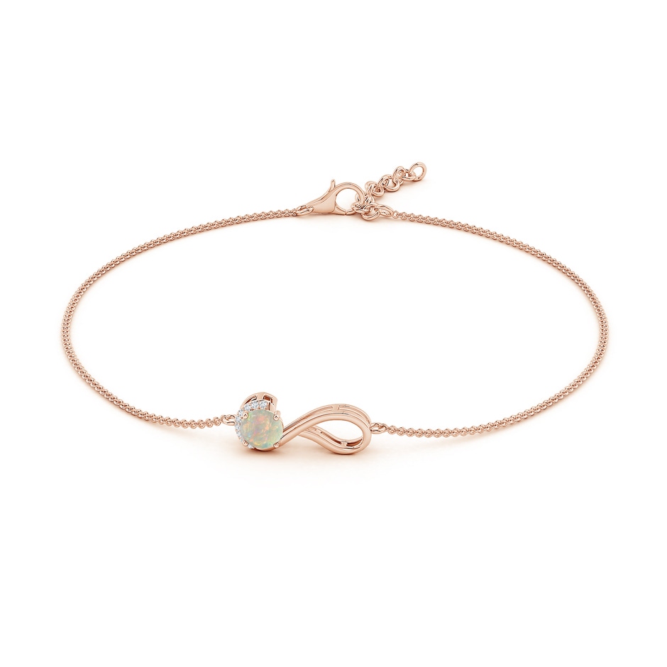 5mm AAAA Opal Libra Ribbon Bracelet with Diamond Accents in Rose Gold side-1