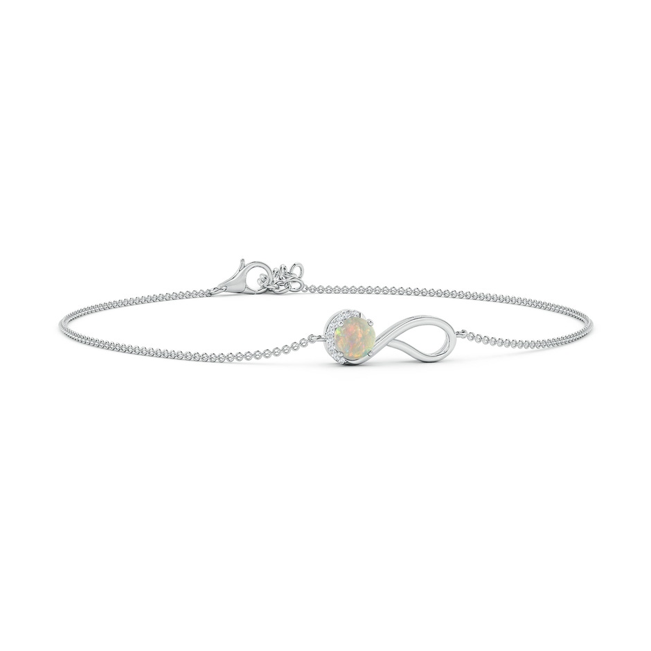 5mm AAAA Opal Libra Ribbon Bracelet with Diamond Accents in White Gold 