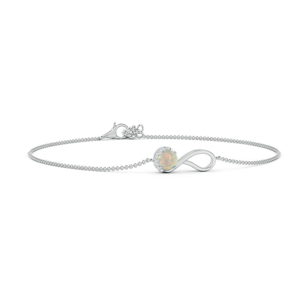5mm AAAA Opal Libra Ribbon Bracelet with Diamond Accents in White Gold