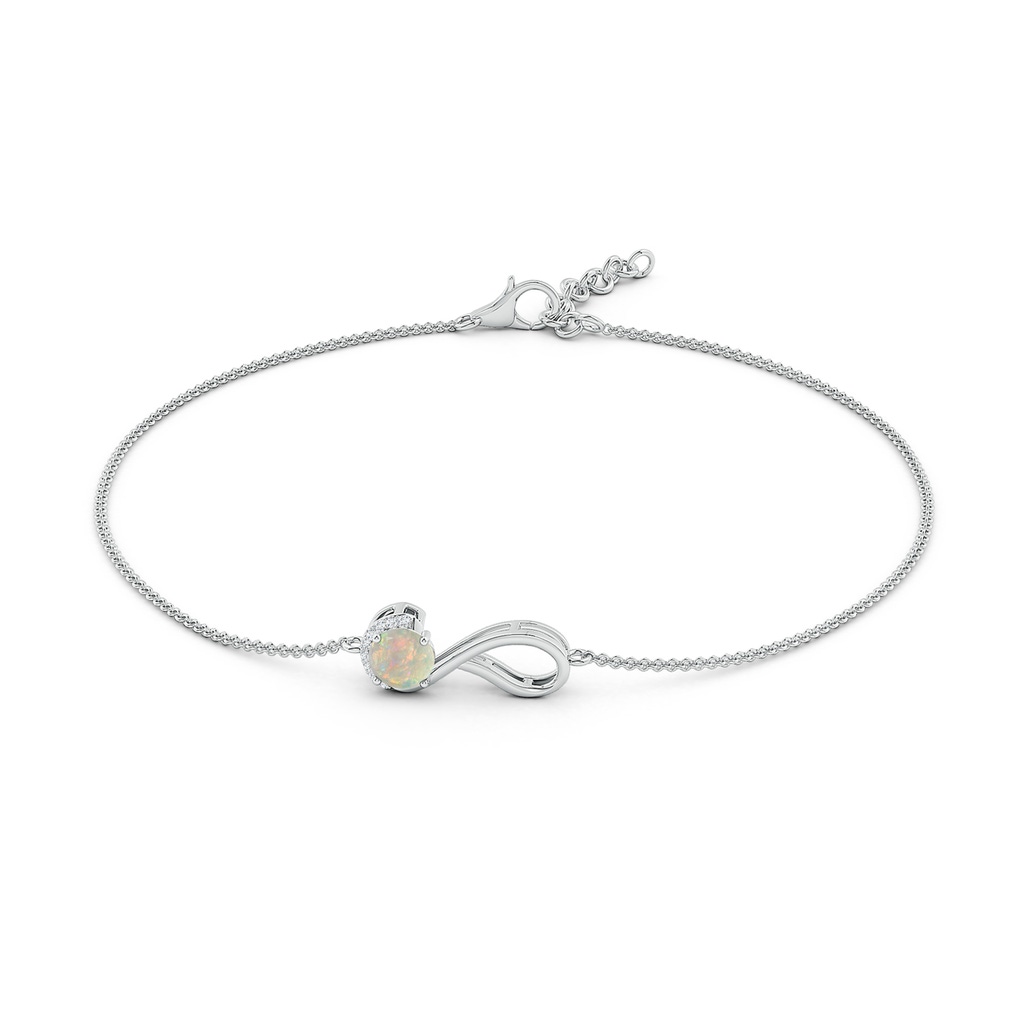 5mm AAAA Opal Libra Ribbon Bracelet with Diamond Accents in White Gold Side-1