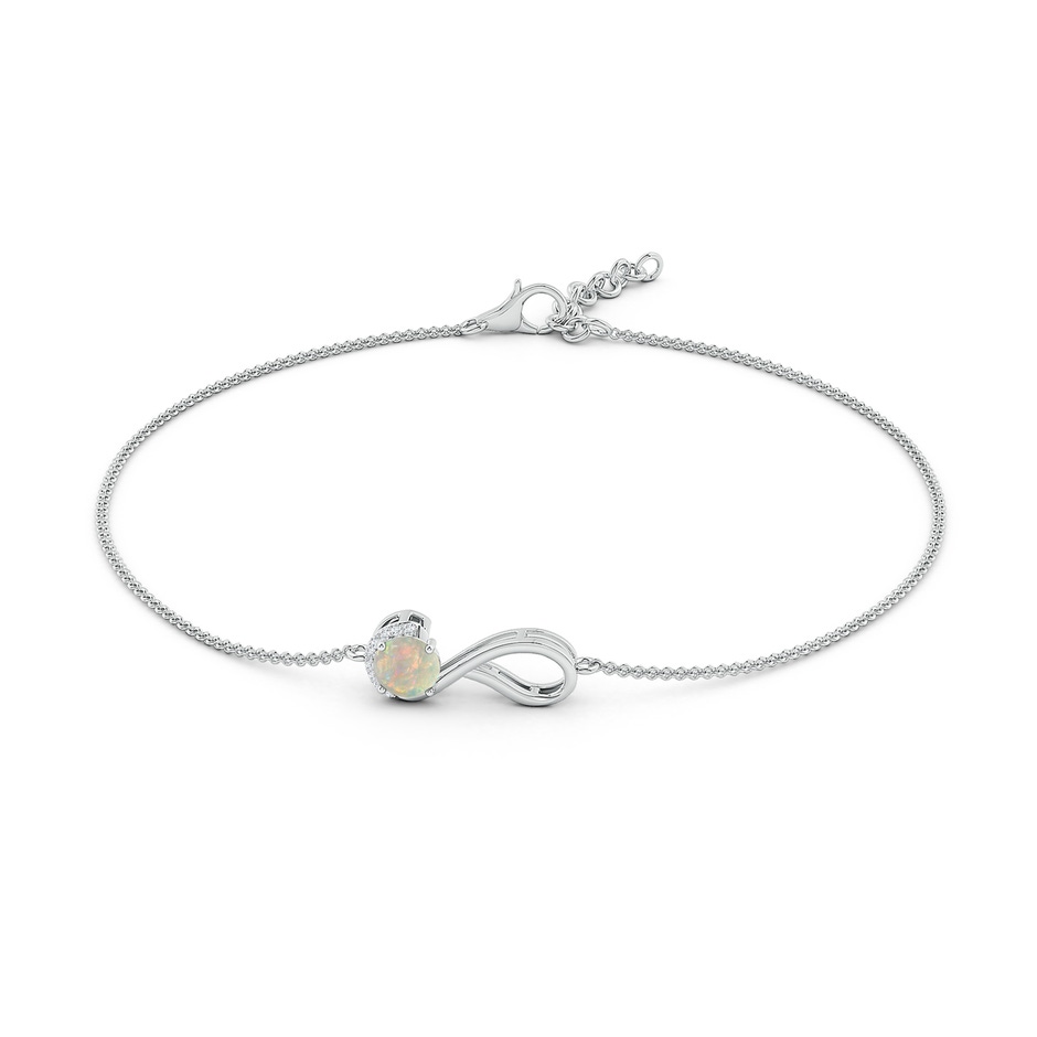 5mm AAAA Opal Libra Ribbon Bracelet with Diamond Accents in White Gold side-1