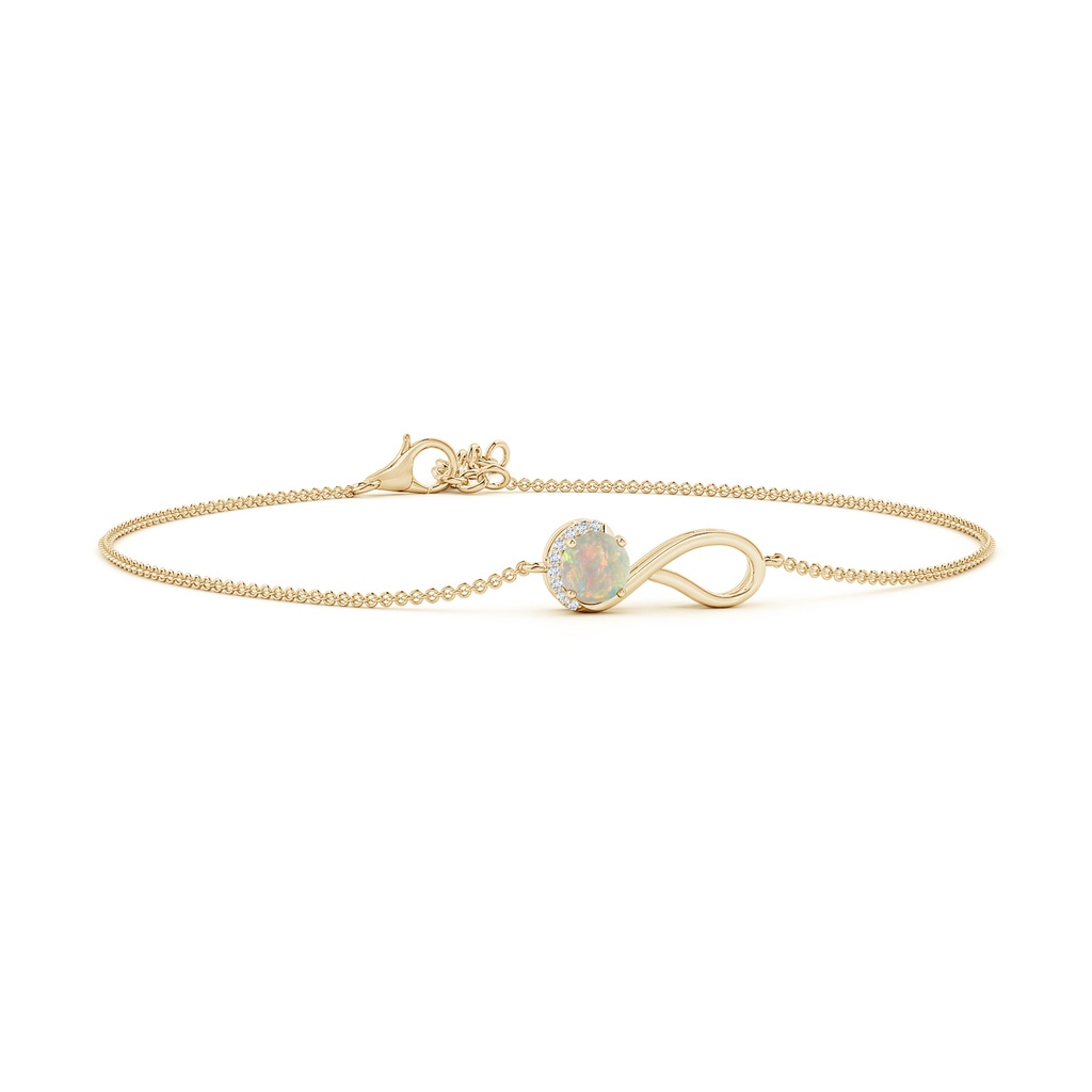 5mm AAAA Opal Libra Ribbon Bracelet with Diamond Accents in Yellow Gold