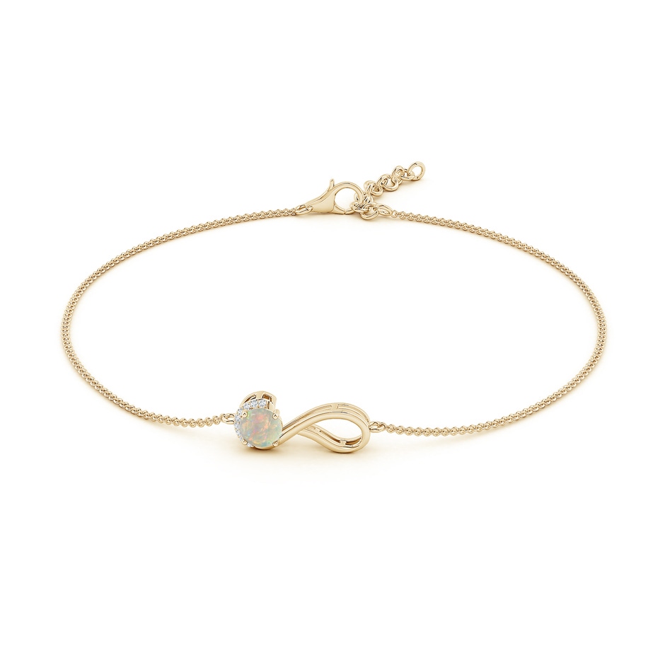 5mm AAAA Opal Libra Ribbon Bracelet with Diamond Accents in Yellow Gold side-1