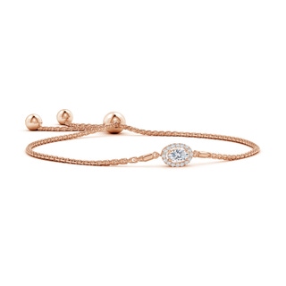 4x3mm GVS2 Oval Diamond Halo Bolo Bracelet in Rose Gold