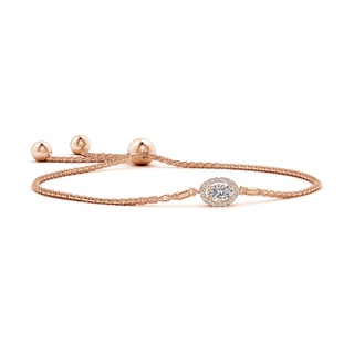 4x3mm IJI1I2 Oval Diamond Halo Bolo Bracelet in Rose Gold