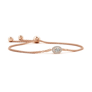 4x3mm KI3 Oval Diamond Halo Bolo Bracelet in Rose Gold