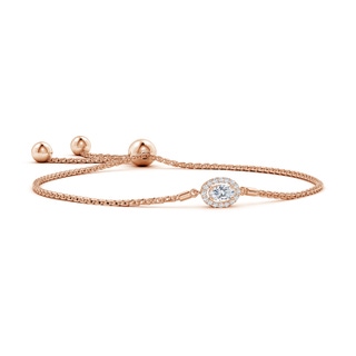 5x3mm GVS2 Oval Diamond Halo Bolo Bracelet in Rose Gold