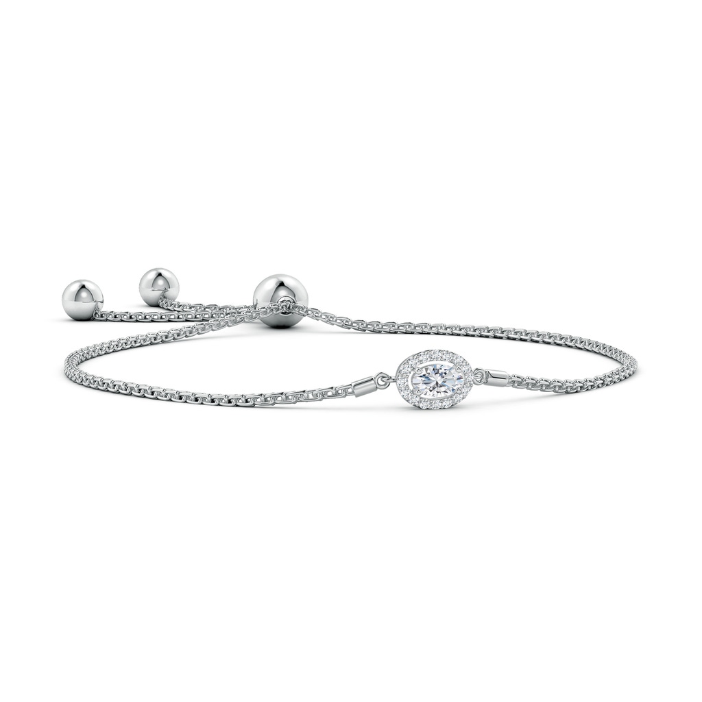 5x3mm GVS2 Oval Diamond Halo Bolo Bracelet in White Gold