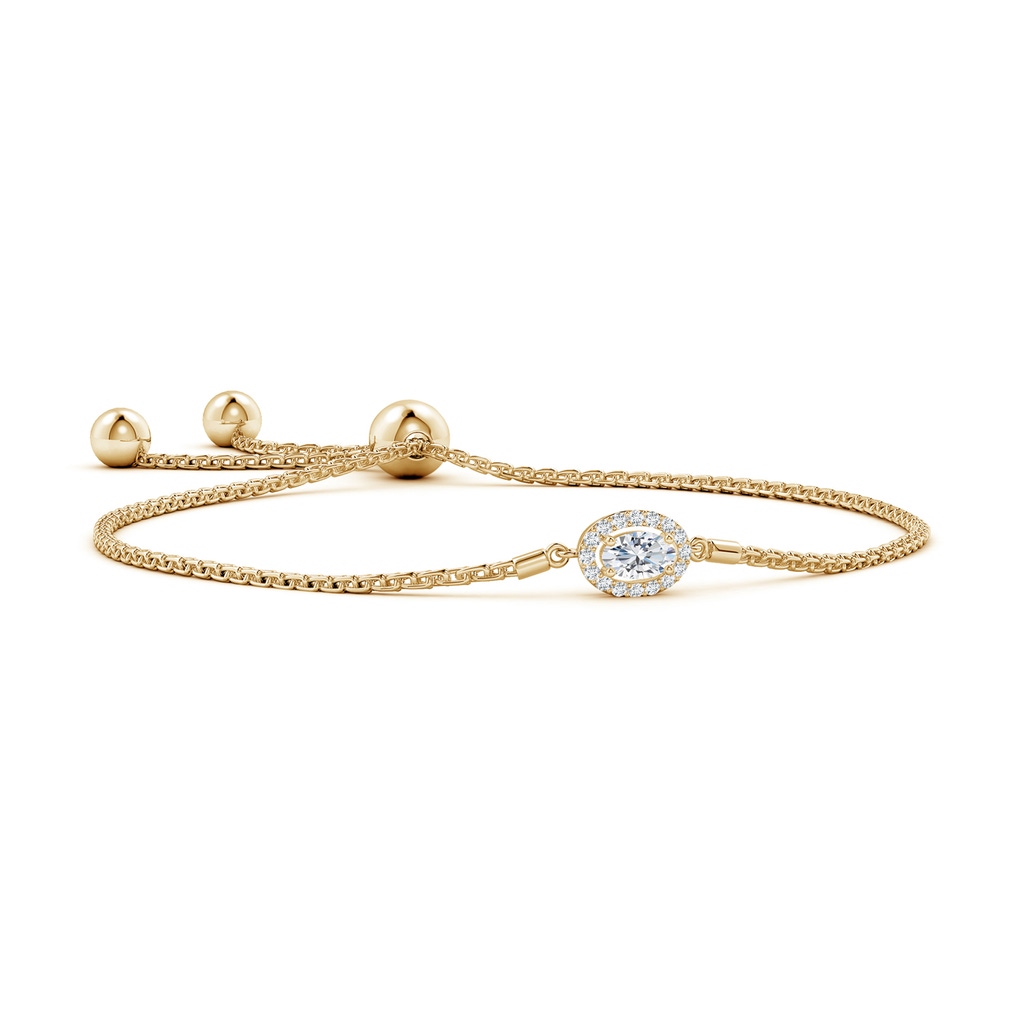 5x3mm GVS2 Oval Diamond Halo Bolo Bracelet in Yellow Gold