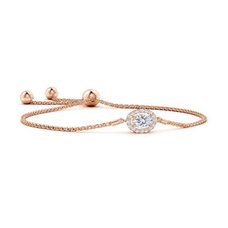 6x4mm GVS2 Oval Diamond Halo Bolo Bracelet in Rose Gold