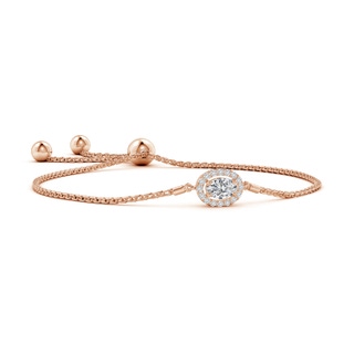 6x4mm HSI2 Oval Diamond Halo Bolo Bracelet in Rose Gold