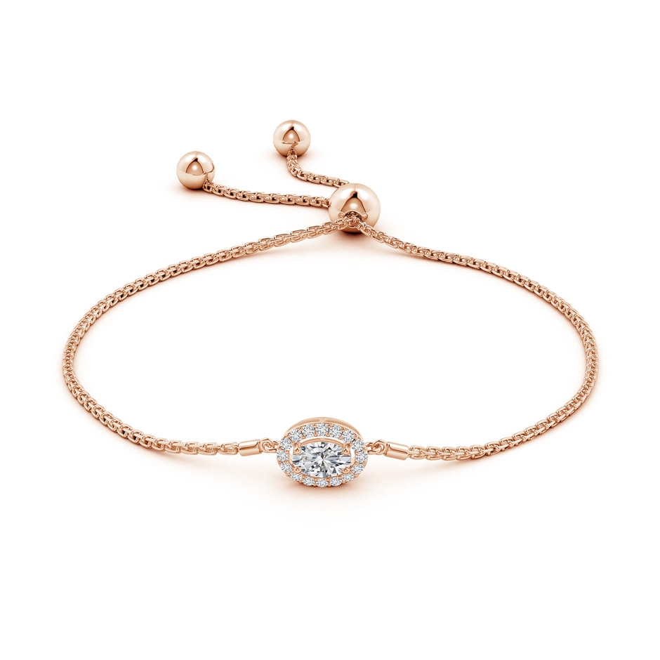 6x4mm HSI2 Oval Diamond Halo Bolo Bracelet in Rose Gold side-1