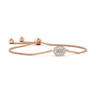 6x4mm IJI1I2 Oval Diamond Halo Bolo Bracelet in Rose Gold