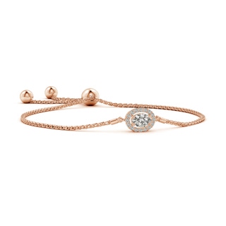 6x4mm KI3 Oval Diamond Halo Bolo Bracelet in Rose Gold