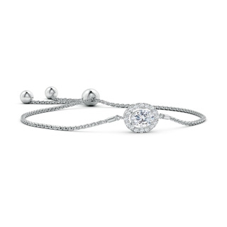 7x5mm GVS2 Oval Diamond Halo Bolo Bracelet in White Gold