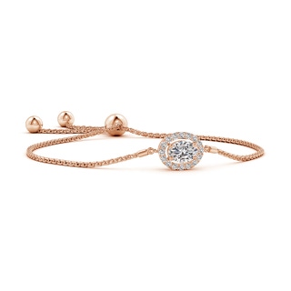 7x5mm IJI1I2 Oval Diamond Halo Bolo Bracelet in Rose Gold