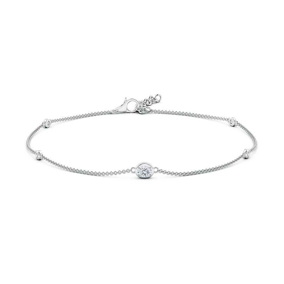 4x3mm GVS2 Oval Diamond Station Bracelet with Bezel-Set Accents in P950 Platinum Side-1