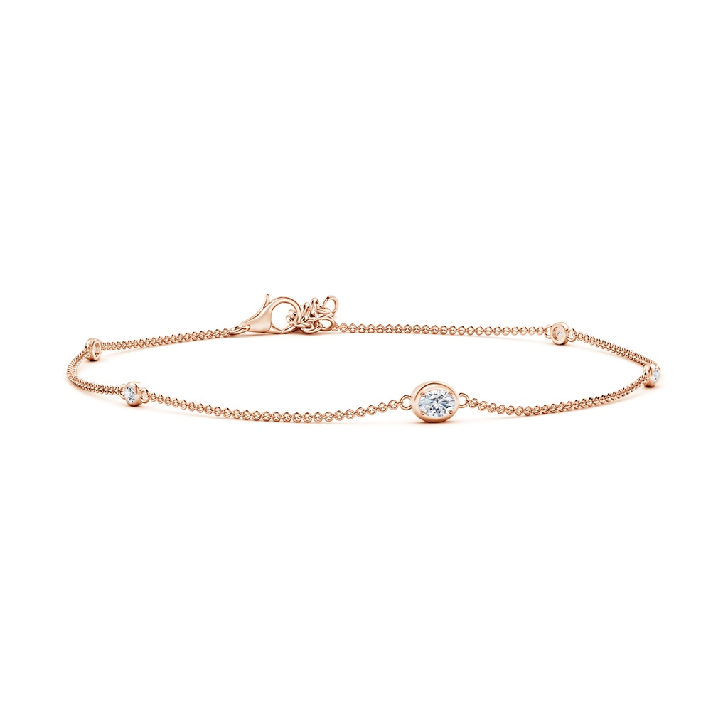 4x3mm GVS2 Oval Diamond Station Bracelet with Bezel-Set Accents in Rose Gold