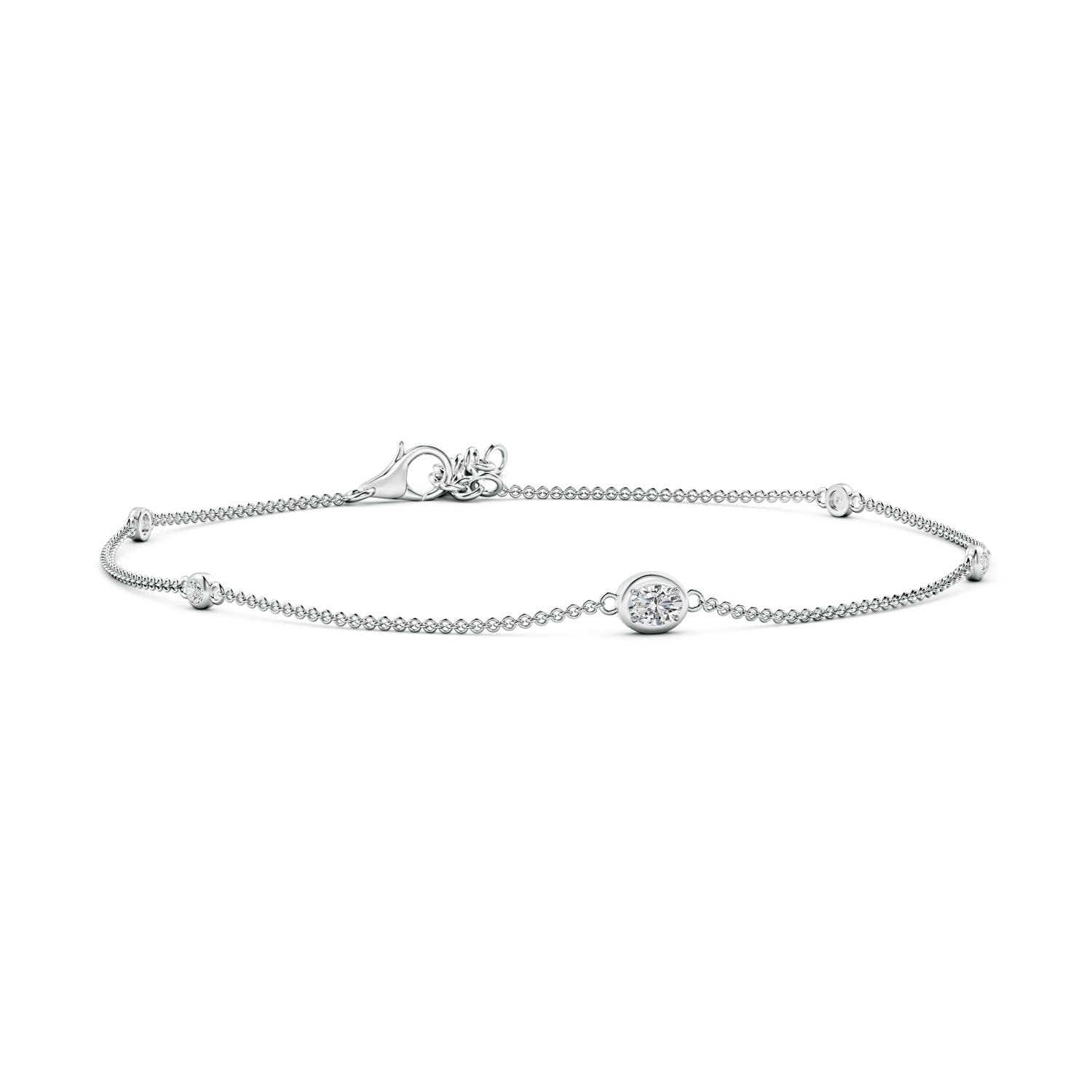 4x3mm HSI2 Oval Diamond Station Bracelet with Bezel-Set Accents in White Gold
