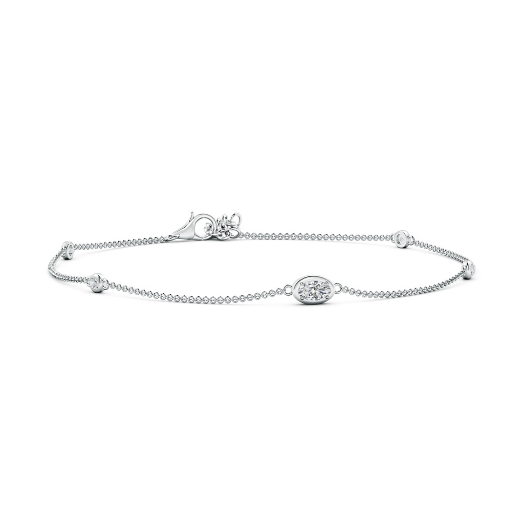 5x3mm HSI2 Oval Diamond Station Bracelet with Bezel-Set Accents in White Gold