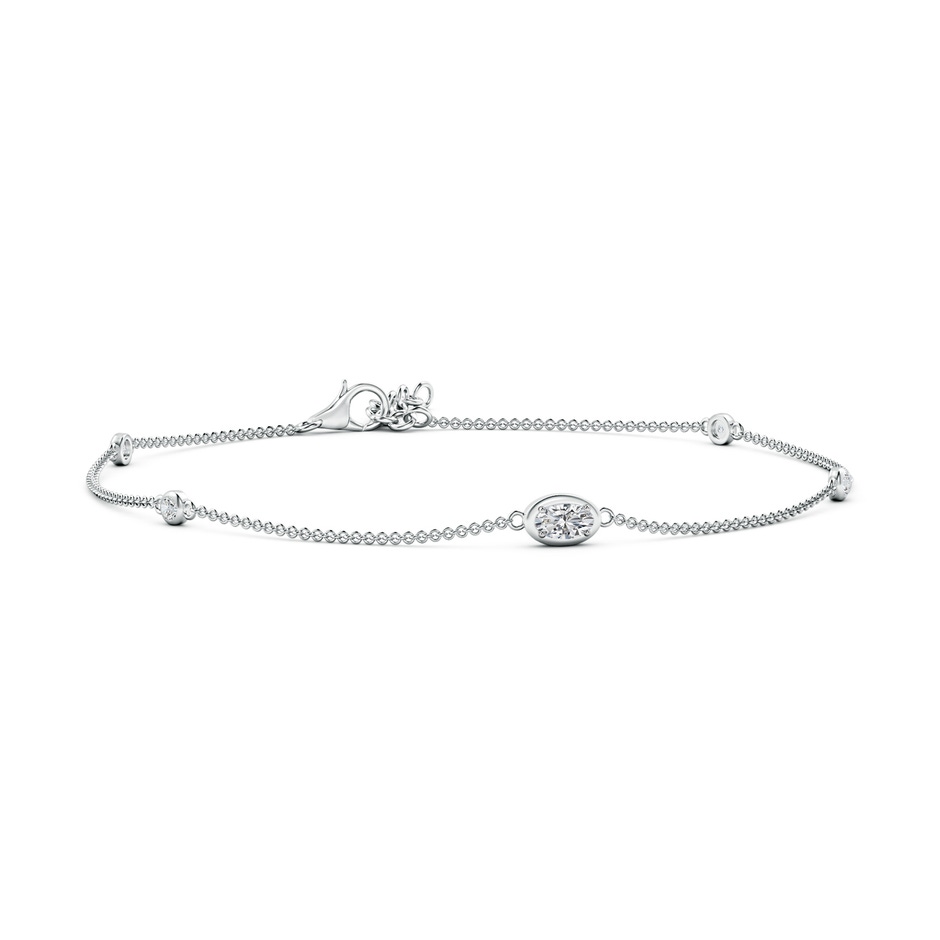 5x3mm HSI2 Oval Diamond Station Bracelet with Bezel-Set Accents in White Gold 