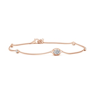 6x4mm HSI2 Oval Diamond Station Bracelet with Bezel-Set Accents in Rose Gold