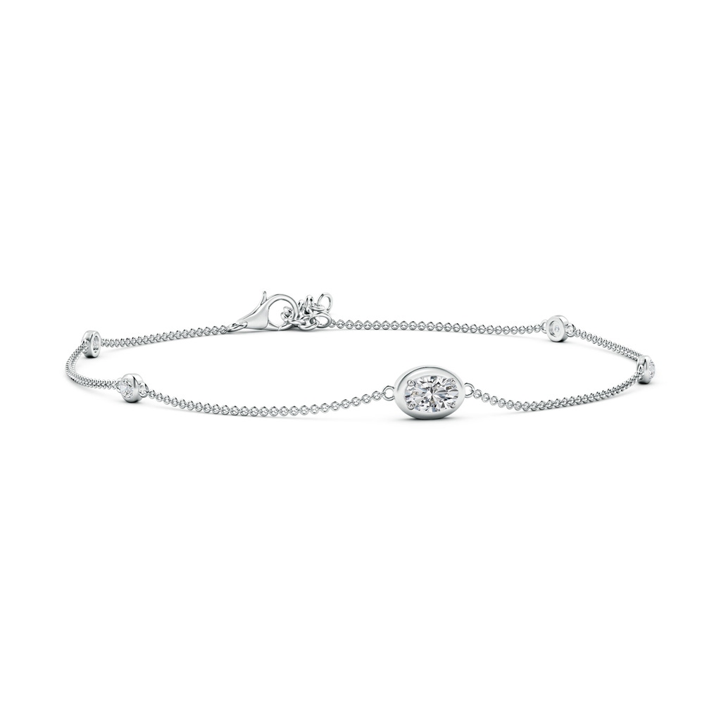 6x4mm HSI2 Oval Diamond Station Bracelet with Bezel-Set Accents in White Gold 