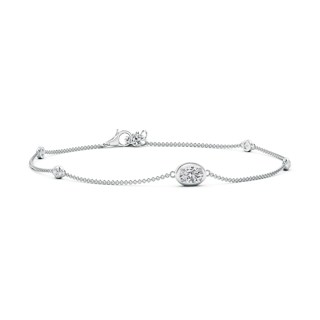 6x4mm HSI2 Oval Diamond Station Bracelet with Bezel-Set Accents in White Gold