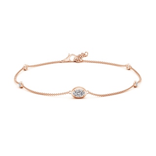 6x4mm IJI1I2 Oval Diamond Station Bracelet with Bezel-Set Accents in 10K Rose Gold