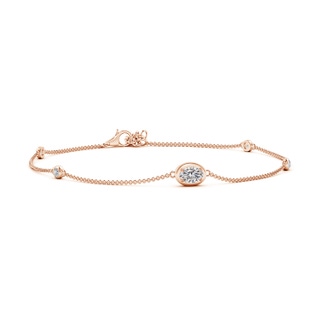 6x4mm IJI1I2 Oval Diamond Station Bracelet with Bezel-Set Accents in 9K Rose Gold