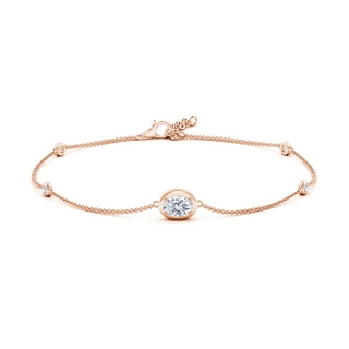 7x5mm GVS2 Oval Diamond Station Bracelet with Bezel-Set Accents in 10K Rose Gold
