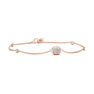 7x5mm HSI2 Oval Diamond Station Bracelet with Bezel-Set Accents in Rose Gold