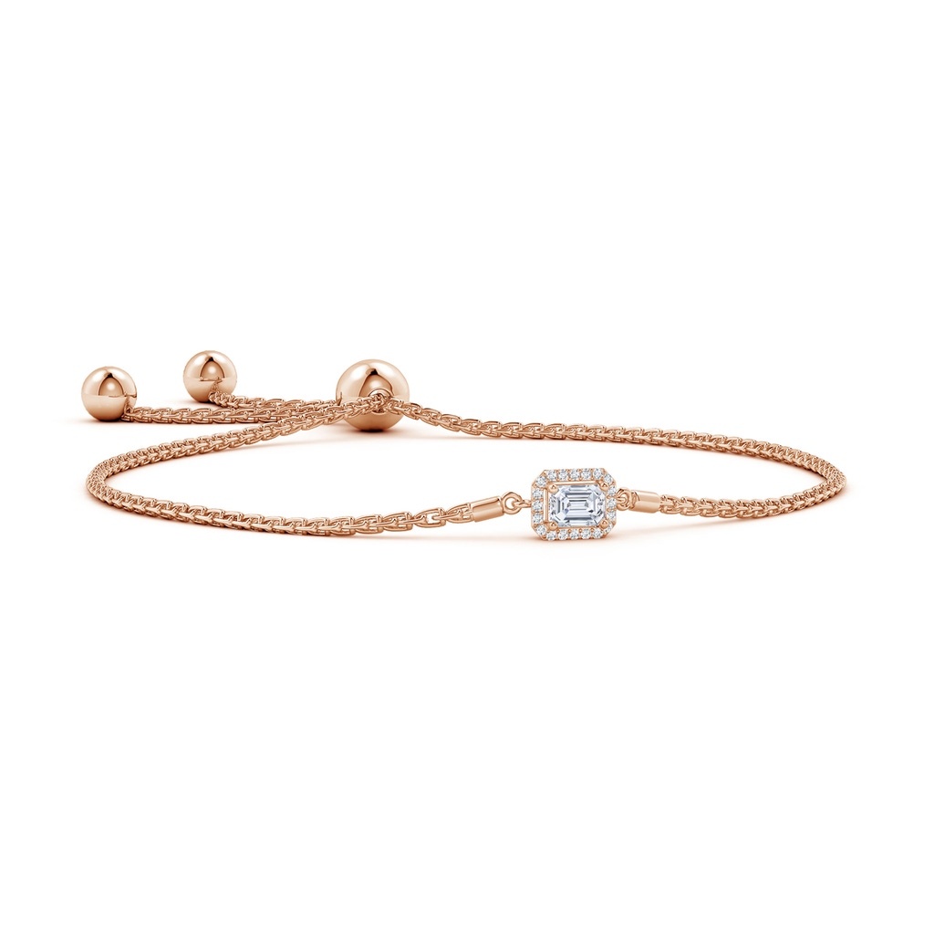 4x3mm GVS2 Emerald-Cut Diamond Halo Bolo Bracelet in Rose Gold