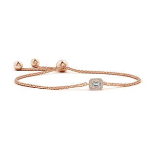 4x3mm KI3 Emerald-Cut Diamond Halo Bolo Bracelet in Rose Gold