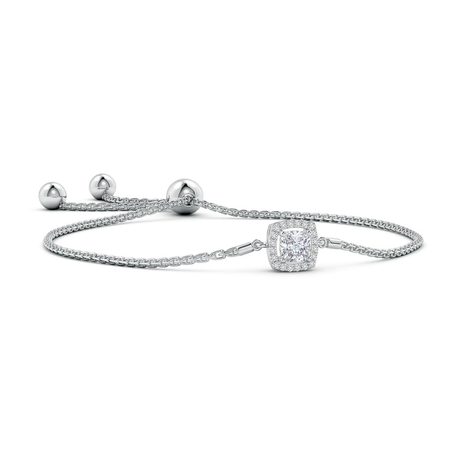 4.5mm HSI2 Cushion Diamond Halo Bolo Bracelet in White Gold 