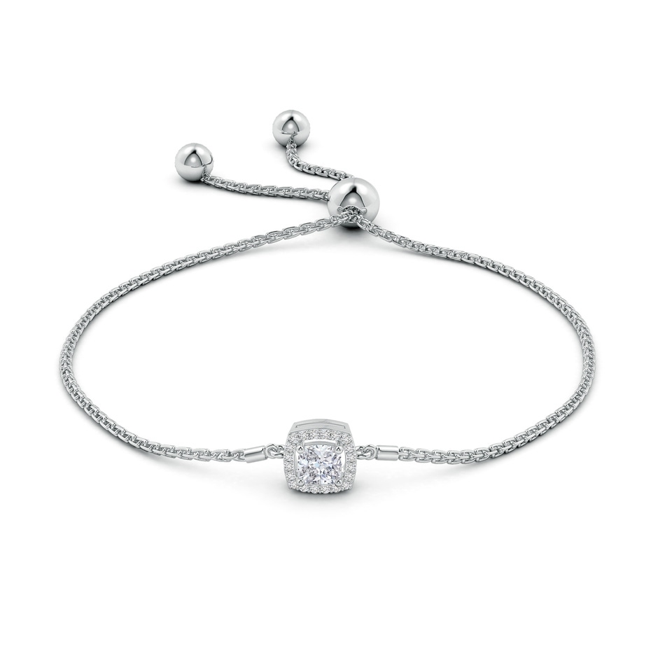 4.5mm HSI2 Cushion Diamond Halo Bolo Bracelet in White Gold side-1