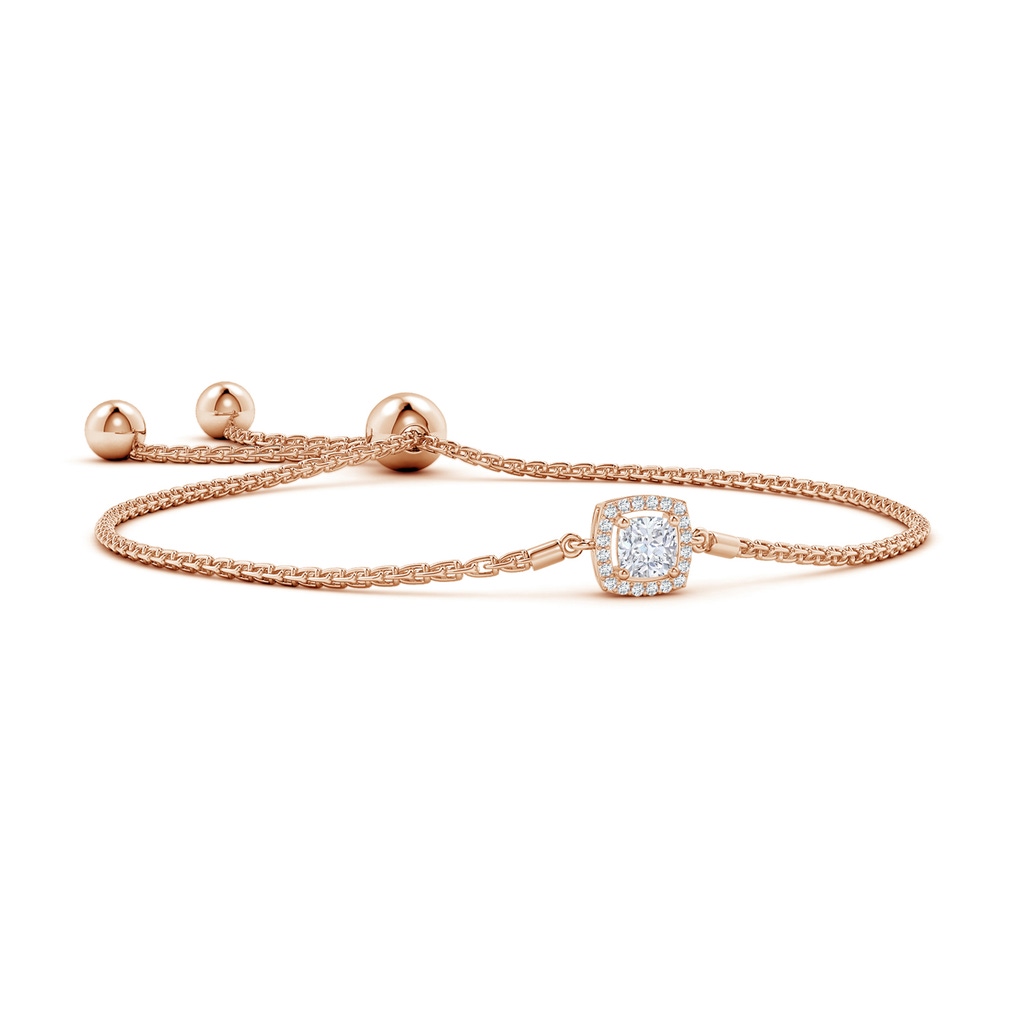 4mm GVS2 Cushion Diamond Halo Bolo Bracelet in Rose Gold