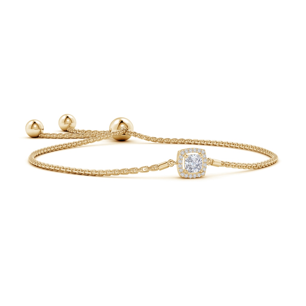 4mm HSI2 Cushion Diamond Halo Bolo Bracelet in Yellow Gold