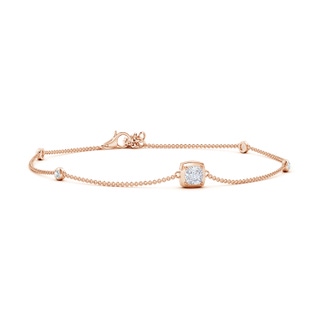 4.5mm GVS2 Cushion Diamond Station Bracelet with Bezel-Set Accents in Rose Gold