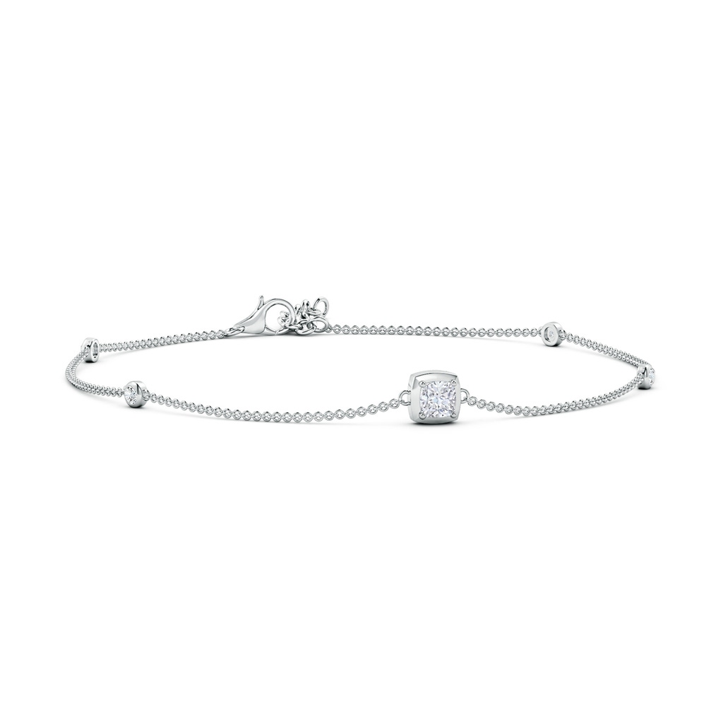 4mm GVS2 Cushion Diamond Station Bracelet with Bezel-Set Accents in P950 Platinum