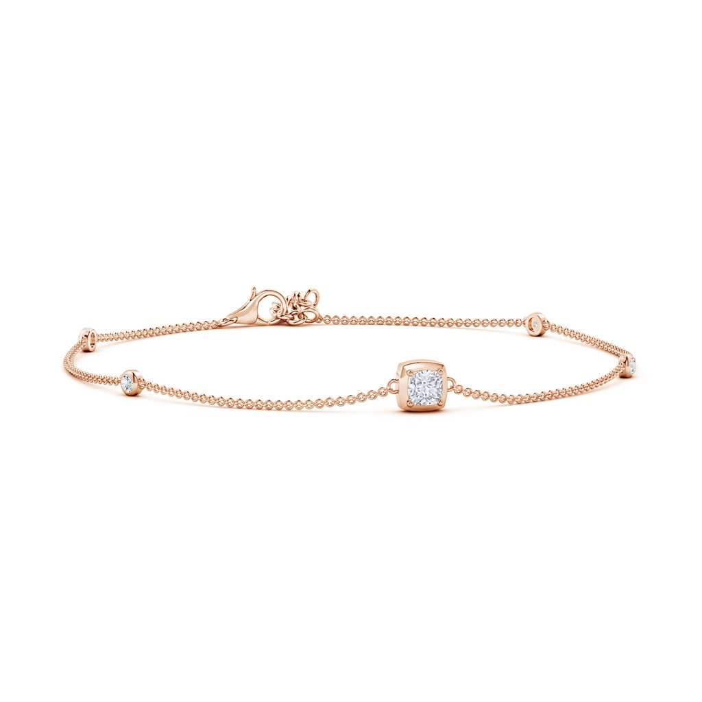 4mm GVS2 Cushion Diamond Station Bracelet with Bezel-Set Accents in Rose Gold