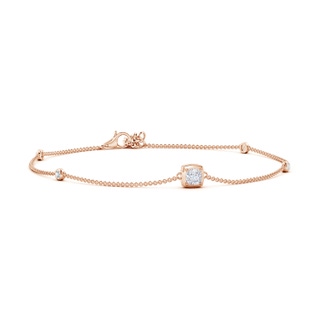 4mm GVS2 Cushion Diamond Station Bracelet with Bezel-Set Accents in Rose Gold