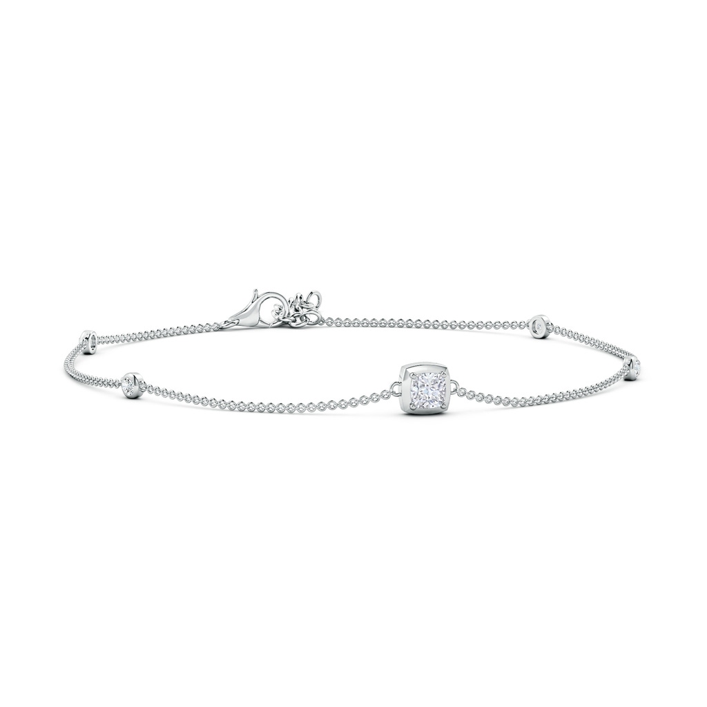 4mm GVS2 Cushion Diamond Station Bracelet with Bezel-Set Accents in White Gold