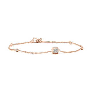 4mm KI3 Cushion Diamond Station Bracelet with Bezel-Set Accents in 10K Rose Gold