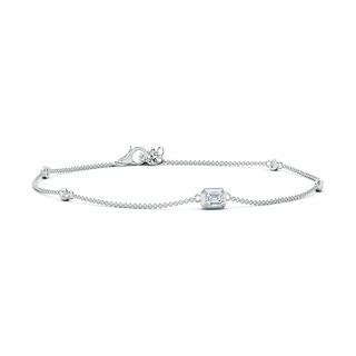 4x3mm GVS2 Emerald-Cut Diamond Station Bracelet with Bezel-Set Accents in P950 Platinum